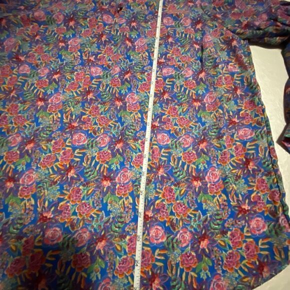 Rose + Olive boho pastel flowers top with ballon sleeves Sz M - Picture 13 of 13